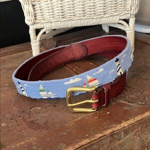 Brown Leather Belt with Gold Buckle